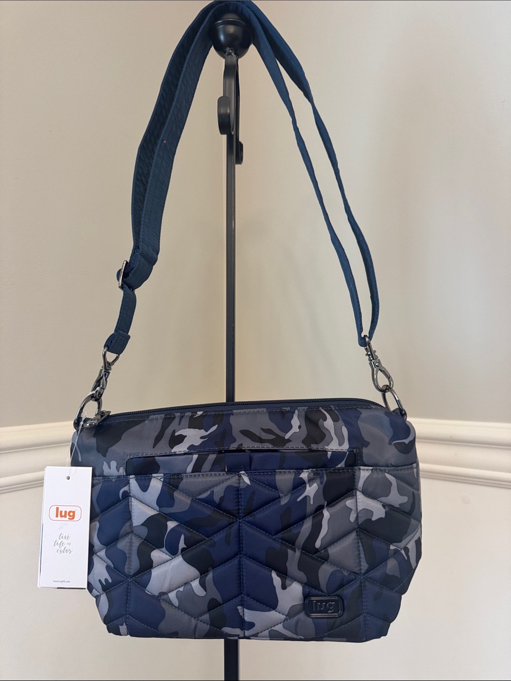 lug Camo Navy Flare Crossbody Bag NWT